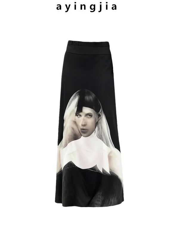 

Юбка в стиле балетки с принтом, вдохновленная художниками, женская, сексуальная, с отделкой, длинная, с низкой талией, повседневная, для осеннего сезона