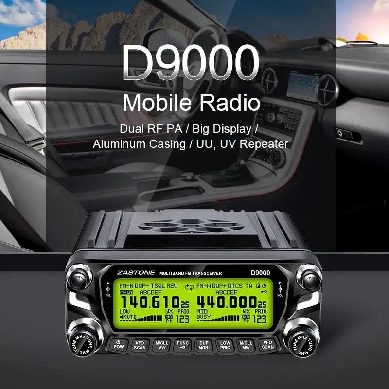 HamGeek D9000 Vehicle Walkie Talkie Accessories Set UV Dual-band 50W High Power Multifunctional Radio Dual PA (Negative Display)