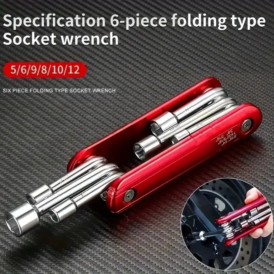 

[Portable Wrench] Portable Mini Folding Hex Socket Wrench Chromiumvanadium Steel Construction Gift Outdoor