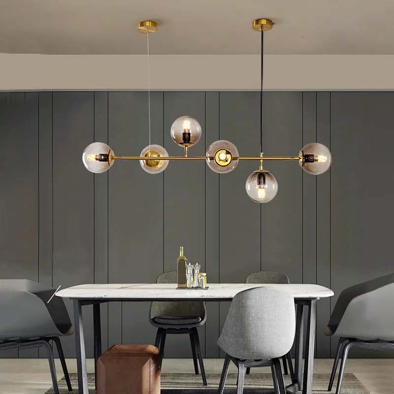 Modern Bar Pendant Light for Nordic Restaurant Minimalist Geometric Linear and Spherical Magic Bean Chandelier for American