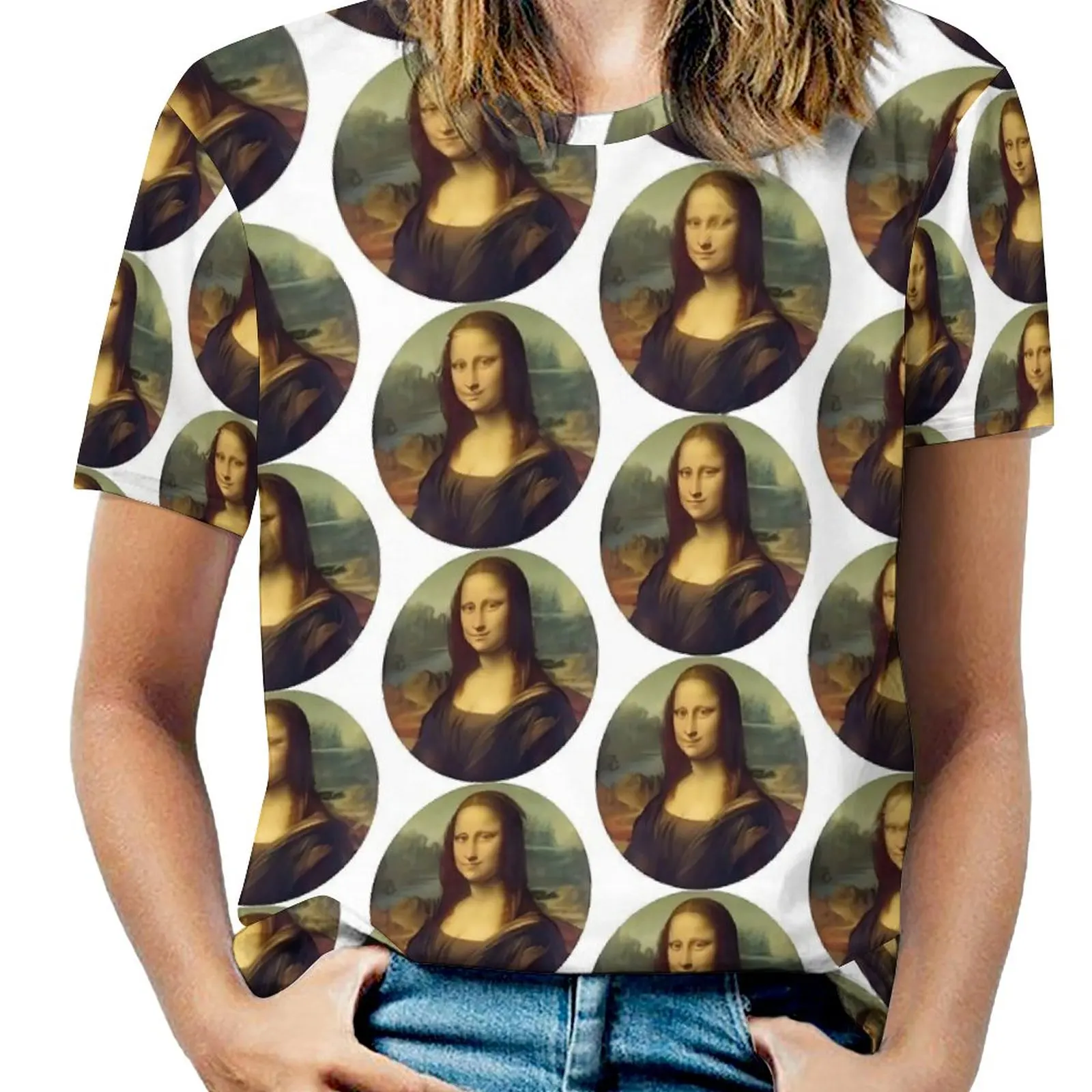 Mona Lisa T-Shirts Famous Painting Classic Oversized T Shirt Short-Sleeve Women Cool Tshirt Sexy Custom Tees