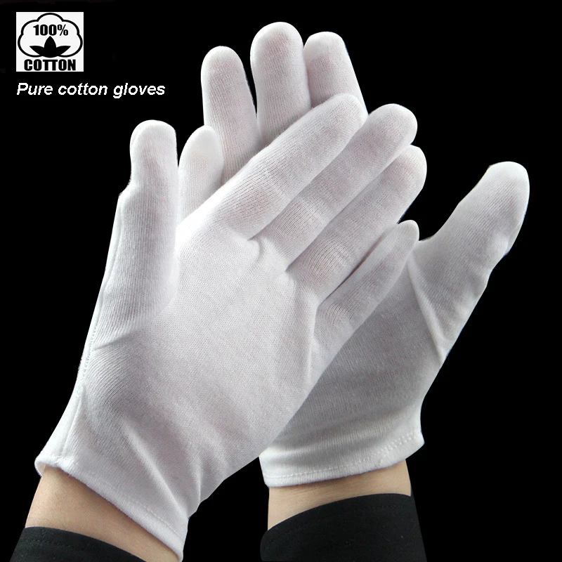 High quality 100% Pure cotton thickening Work gloves comfortable breathable washable etiquette performance jewelry job gloves