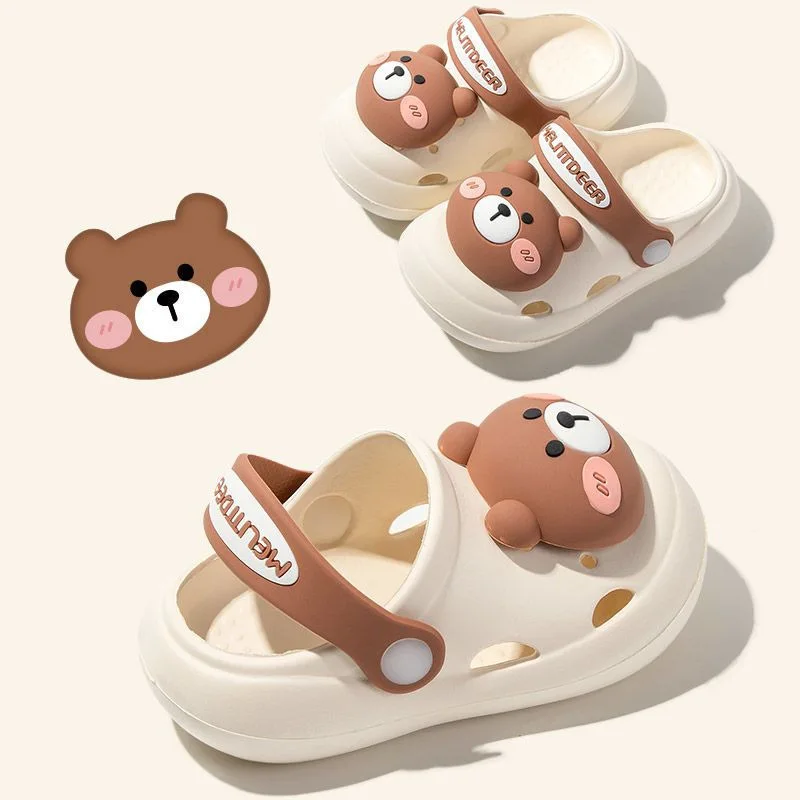 Children's Cartoon Animal Hole Shoes Slippers for Boys and Girls Korean Version Versatile Cartoon Children's Anti Slip Summer