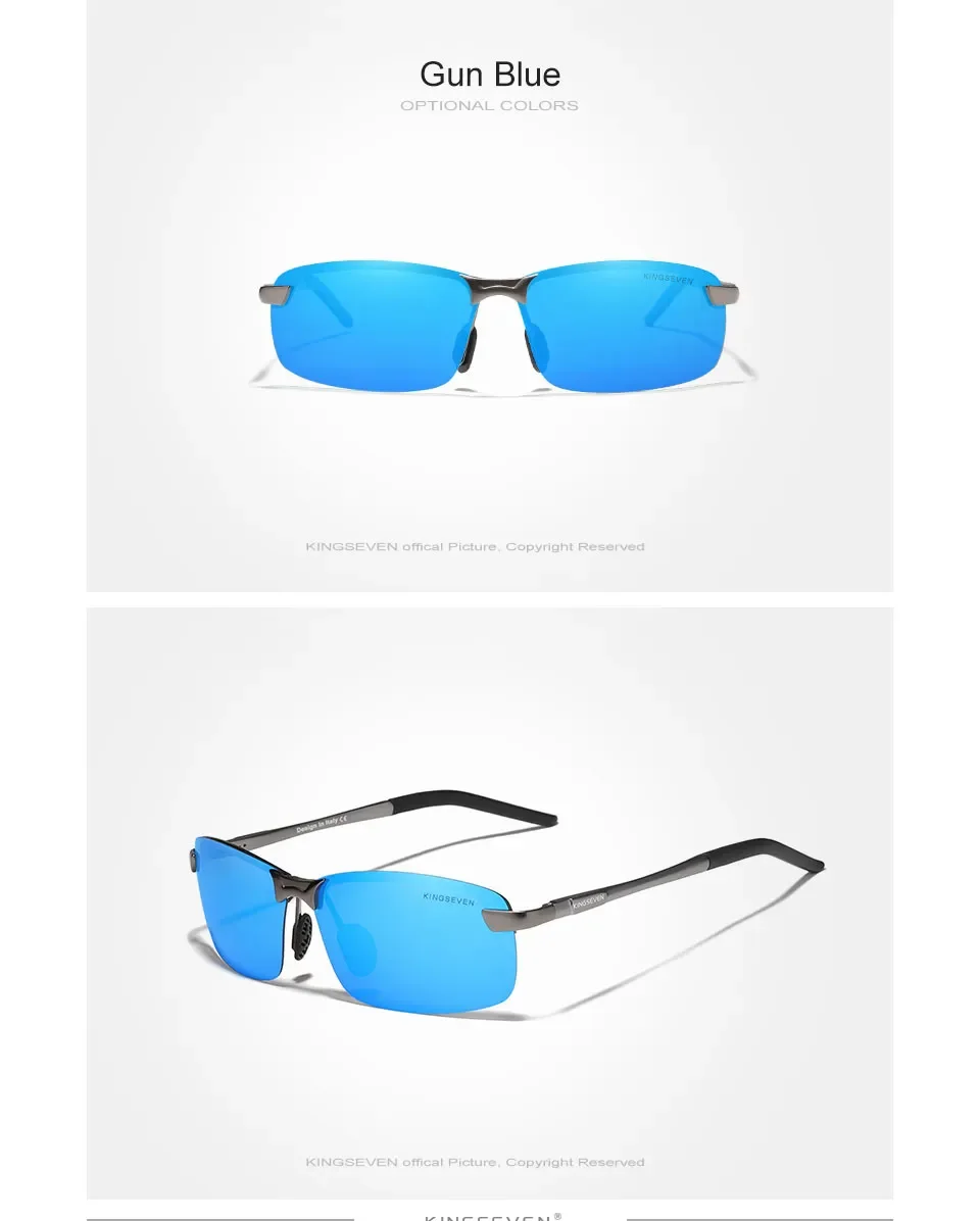 KINGSEVEN Marke Upgrade männer Aluminium Sonnenbrille Hohe Qualität Polarisierte Randlose Einfache Outdoor Sport Brillen – Detail 8