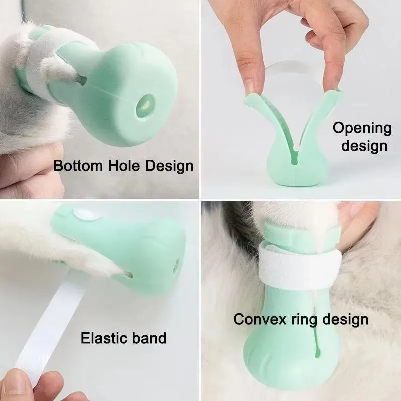 4Pcs/set Adjustable Anti-scratch Cat Foot Shoes for Grooming Bath Washing Claw Paw Cover Protector Pet Grooming Tools