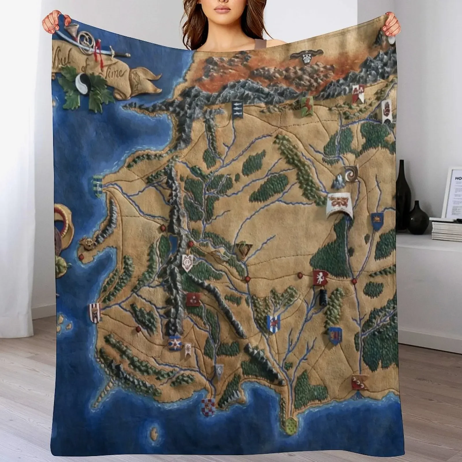 Fantasy Wheel of Time Map Throw Blanket Stain Resistant Cozy Warm Blanket