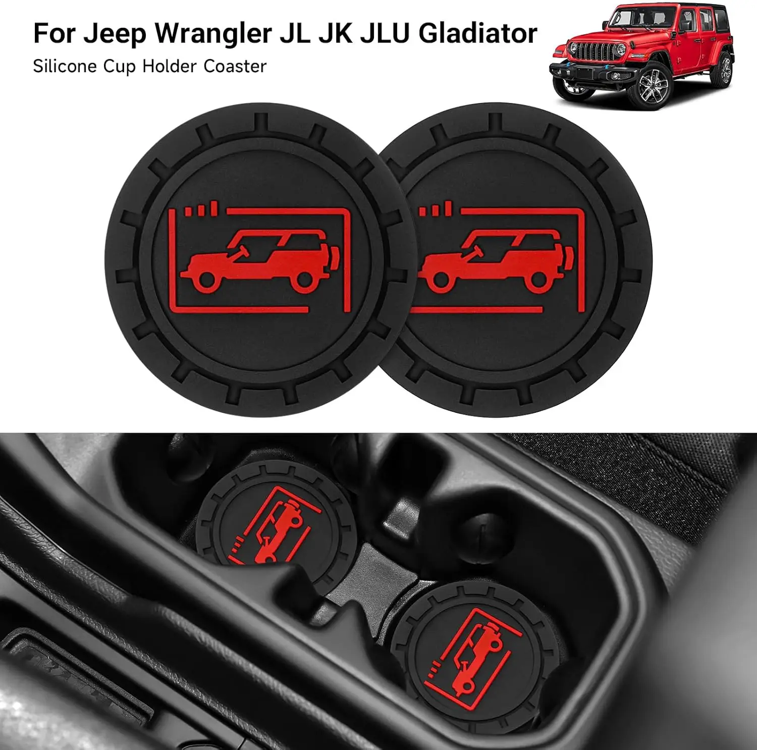 

Car Cup Holder Coasters for Jeep Wrangler JL JK JLU and Jeep Gladiator JT Accessories Universal Car Cup Non-Slip Silicone Holder
