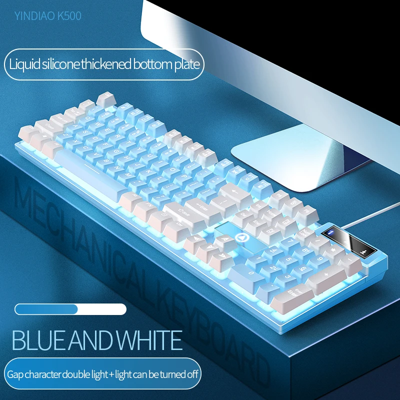 Whxmsh Gaming-Tastatur mit 104-Tasten, kabelgebundene Tastatur, farblich abgestimmt, Hintergrundbeleuchtung, mechanisches Gefühl, Computer-E-Sport-Peripheriegeräte für Desktop-Laptops 3