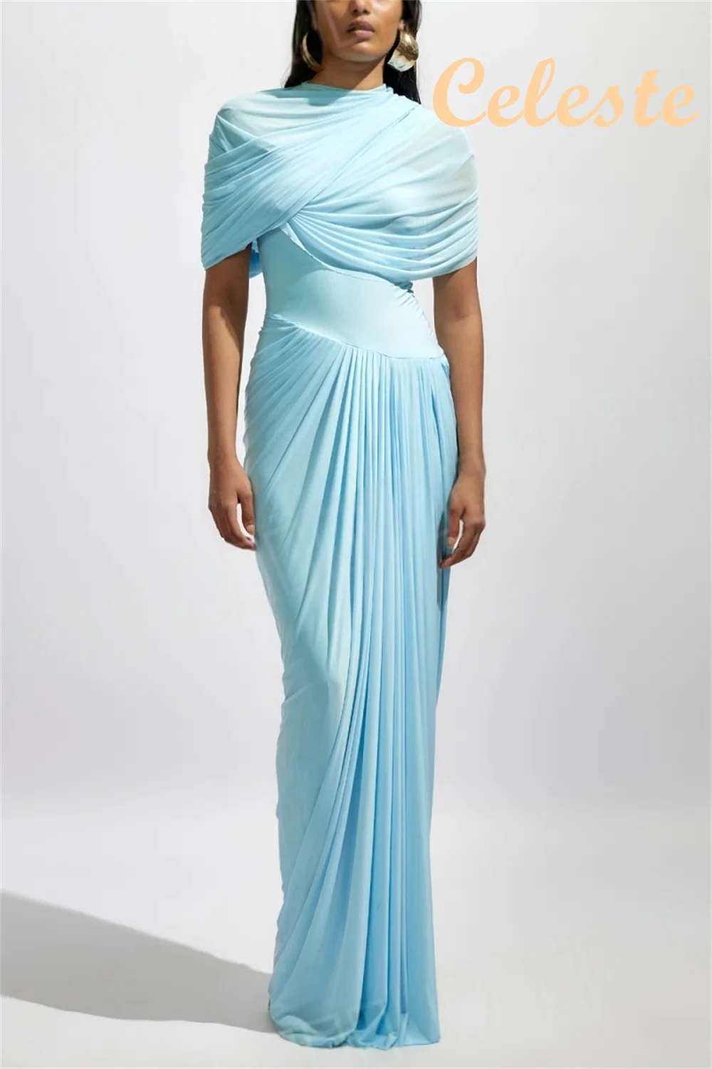 فستان سهرة شيفون مخصص شفاف برقبة دائرية وأكمام قصيرة فساتين العودة للوطن الفاخرة للمناسبات الخاصة