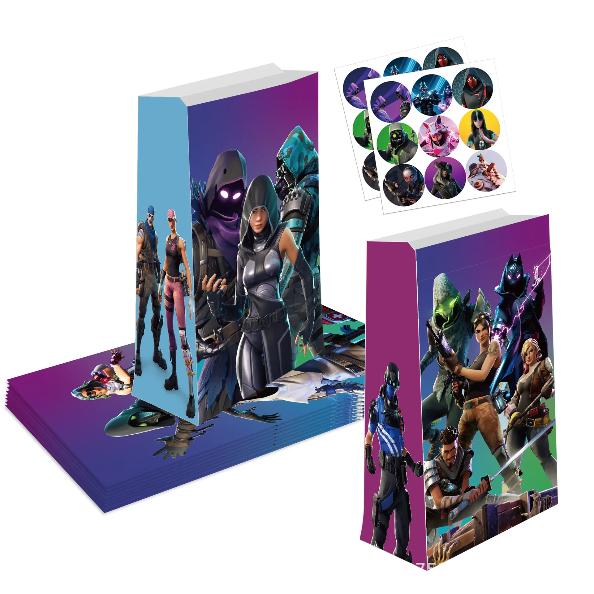 Fortnite Papierbox und Aufkleber Geburtstagsparty Snack-Süßigkeiten Kraftpapier Flache Verpackungstüten Keks-Kuchen-Aufbewahrungsbox Tragbare Geschenkbox – Detail 8