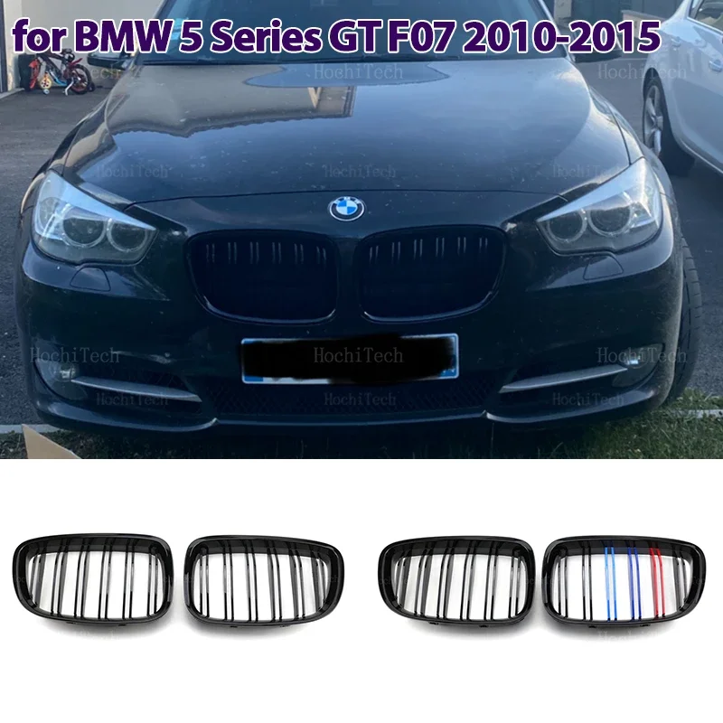 Front Bumper Kidney Double Slat Gloss Black Grilles For BMW 5 Series GT F07 2010-2015 Sport Racing Grilles