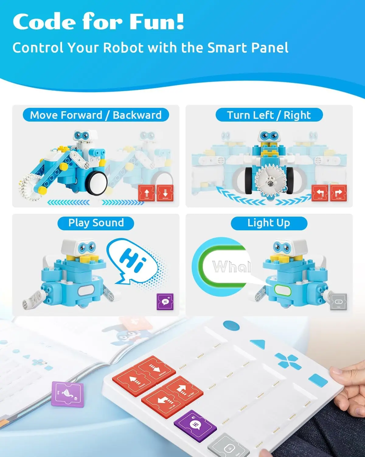 Kit de robot télécommandé et de codage C3 Pro 12 en 1 pour enfants 4+, programmation avancée de panneaux et de cartes intelligents, jouet STEM éducatif, Bl