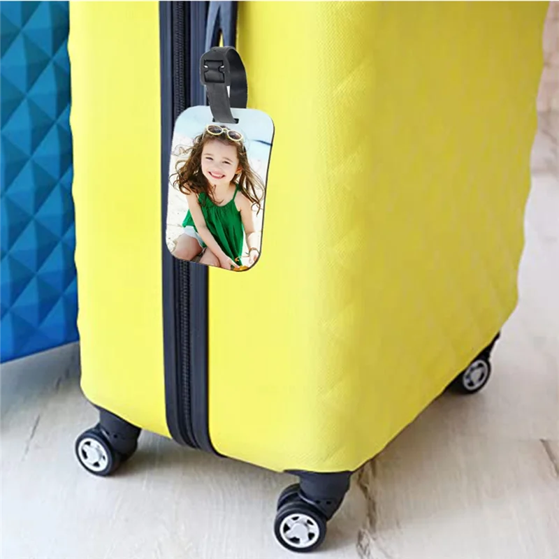10PCS Sublimation Blank Luggage Tags White Blank Travel Bag Baggage Tags with Strap Double Sided Suitcase Label Tag