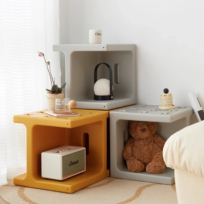 Minimalist Multi-Functional Plastic Stool Home Living Room Entry Shoe Bench Modular Sofa Side Table Bedroom Storage Organizer