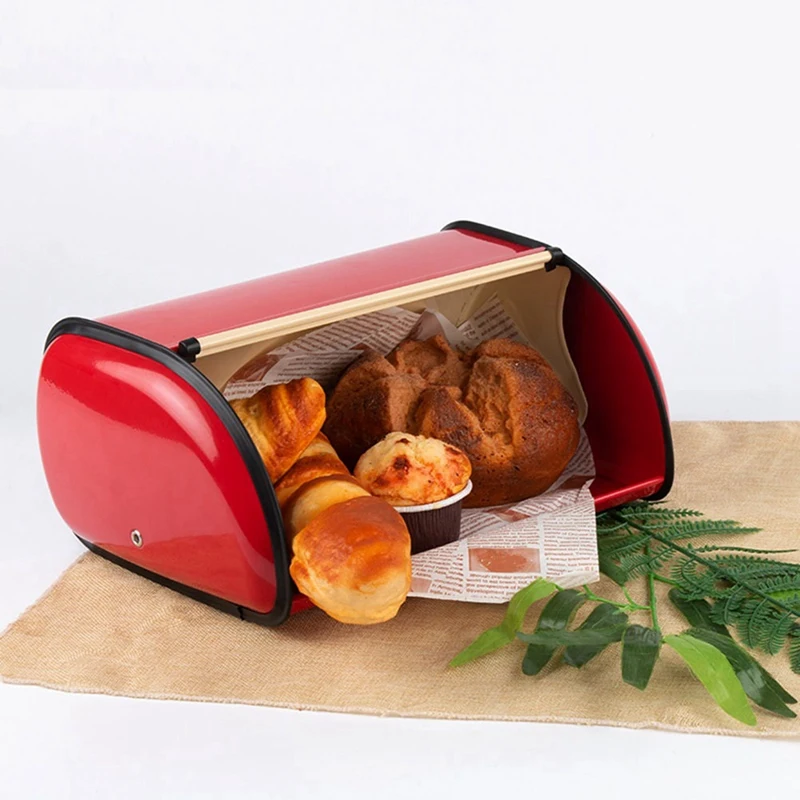 Metal Bread Box Roll Top Metal Bread Bin Bread Storage Bread Holder Bread Container Keeper Organizer For Kitchen Counter
