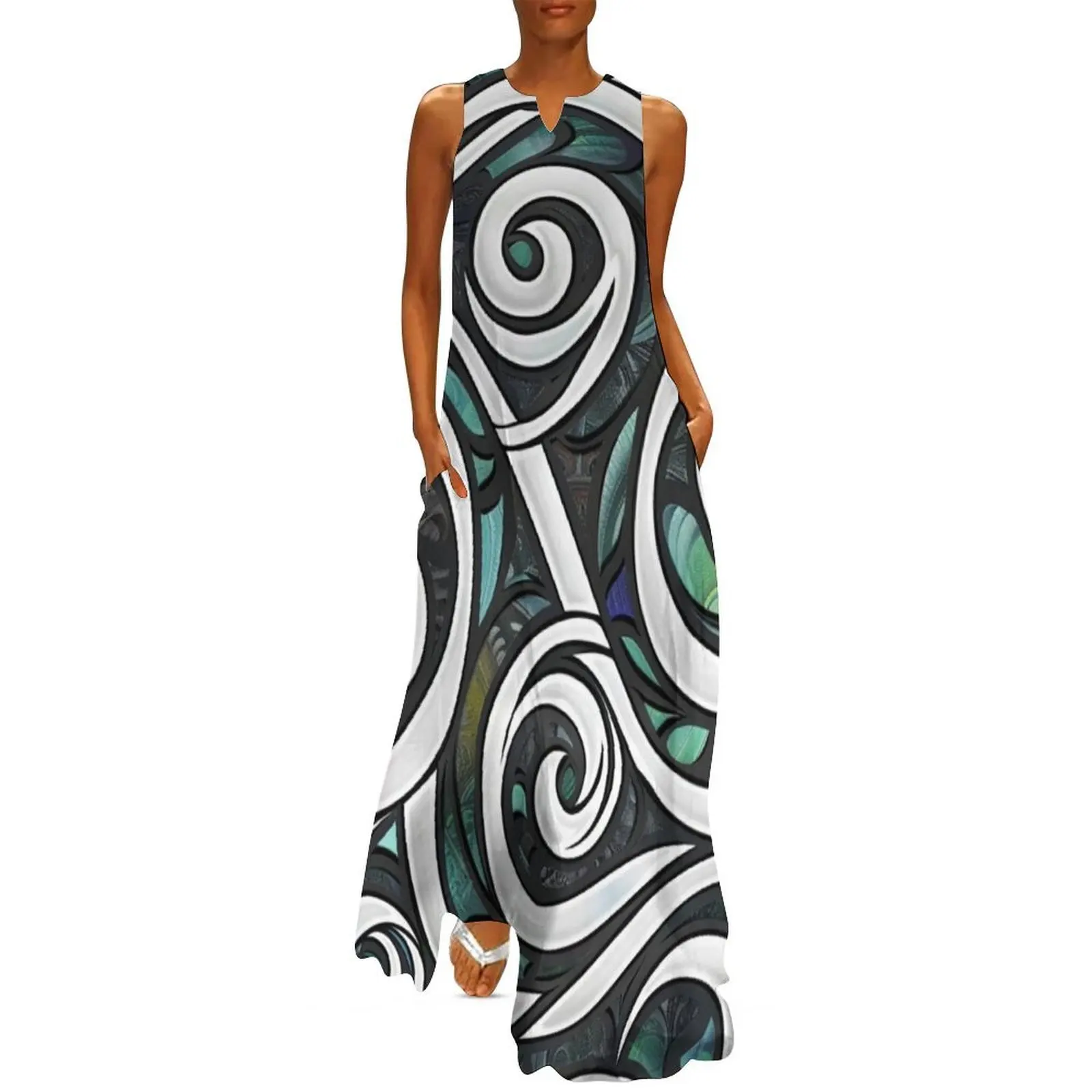 

New Zealand Māori Paua Pattern Koru Design 4 Long Dress dresses for special events womens clothing cocktail dresses