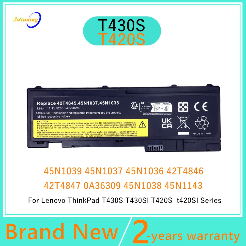 Laptop Battery for Lenovo ThinkPad T430S T430SI T420S T420SI Series 45N1038 45N1039 45N1037 45N1036 42T4846 42T4847 0A36309