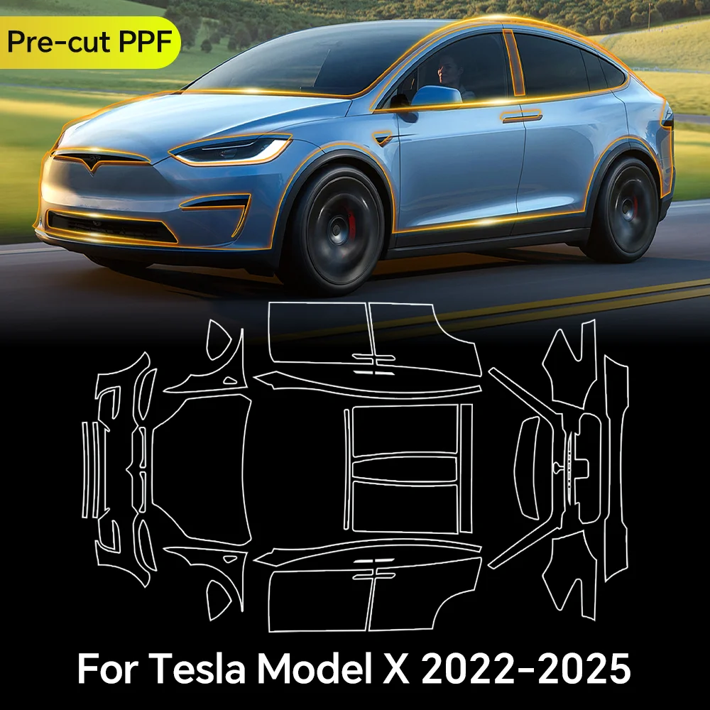 

9Mil Anti-Scratch TPU Paint Protection Film For Tesla Model X 2022-2025 Car Body Clear Bra Pre-cut PPF Resistant Invisible Cover