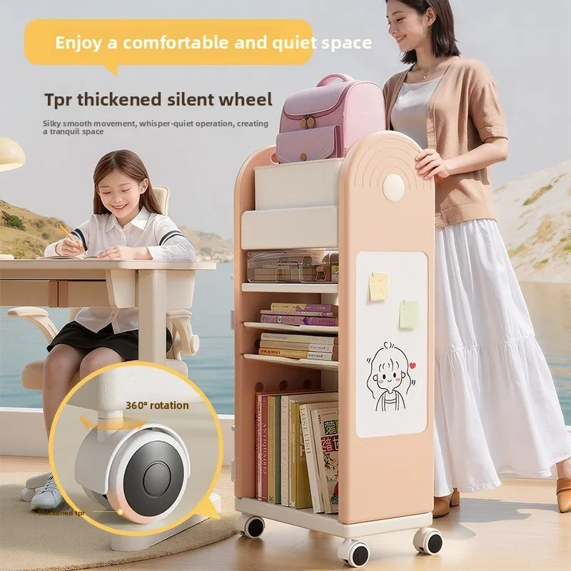 Multi-Tier Rolling School Bag Organizer Cart Mobile Book Storage Shelf