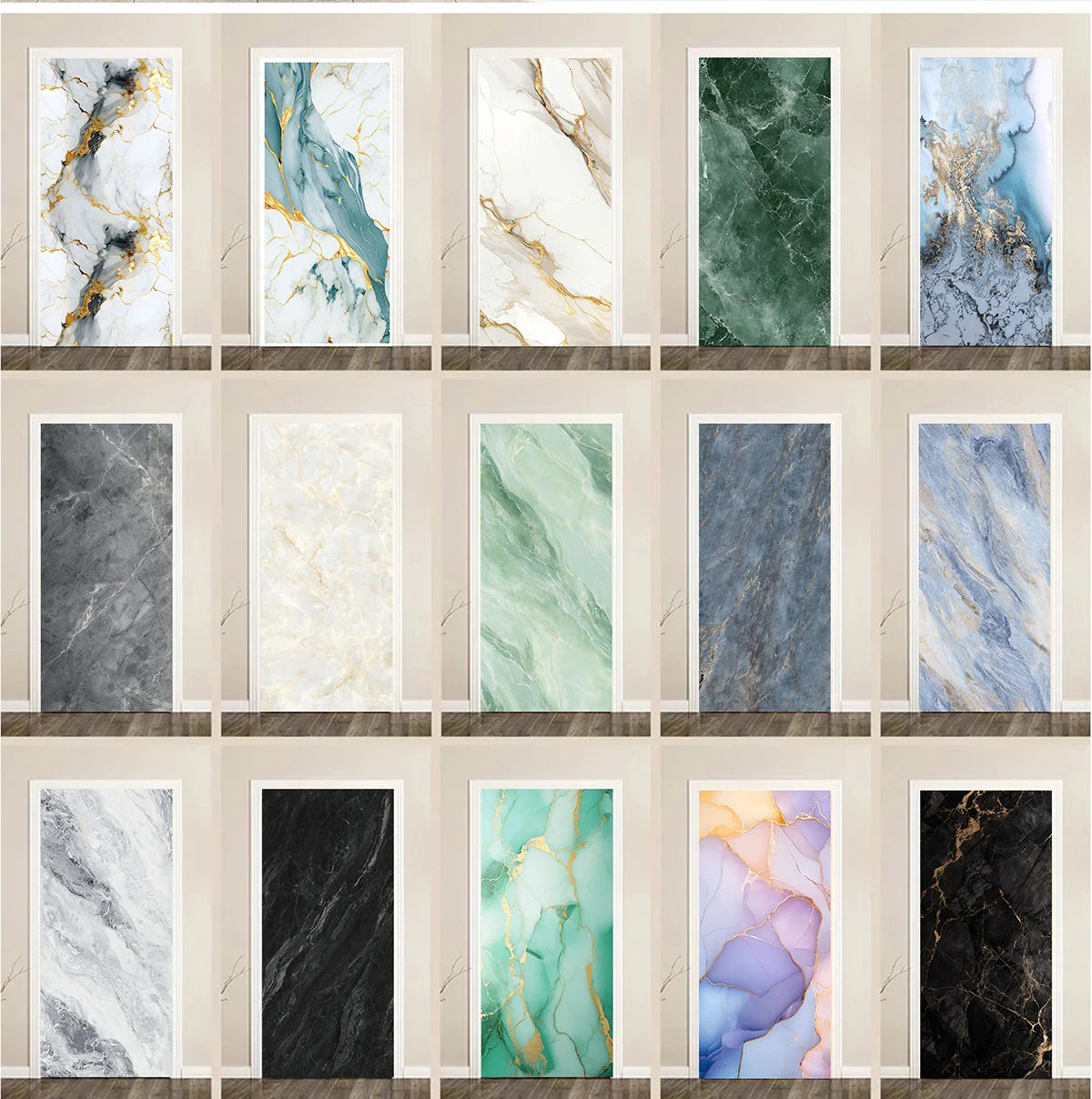 Marble Contact Paper Gold Vein, Waterproof Peel and Stick Door Sticker, Self-Adhesive Decorative Film for Home Decor