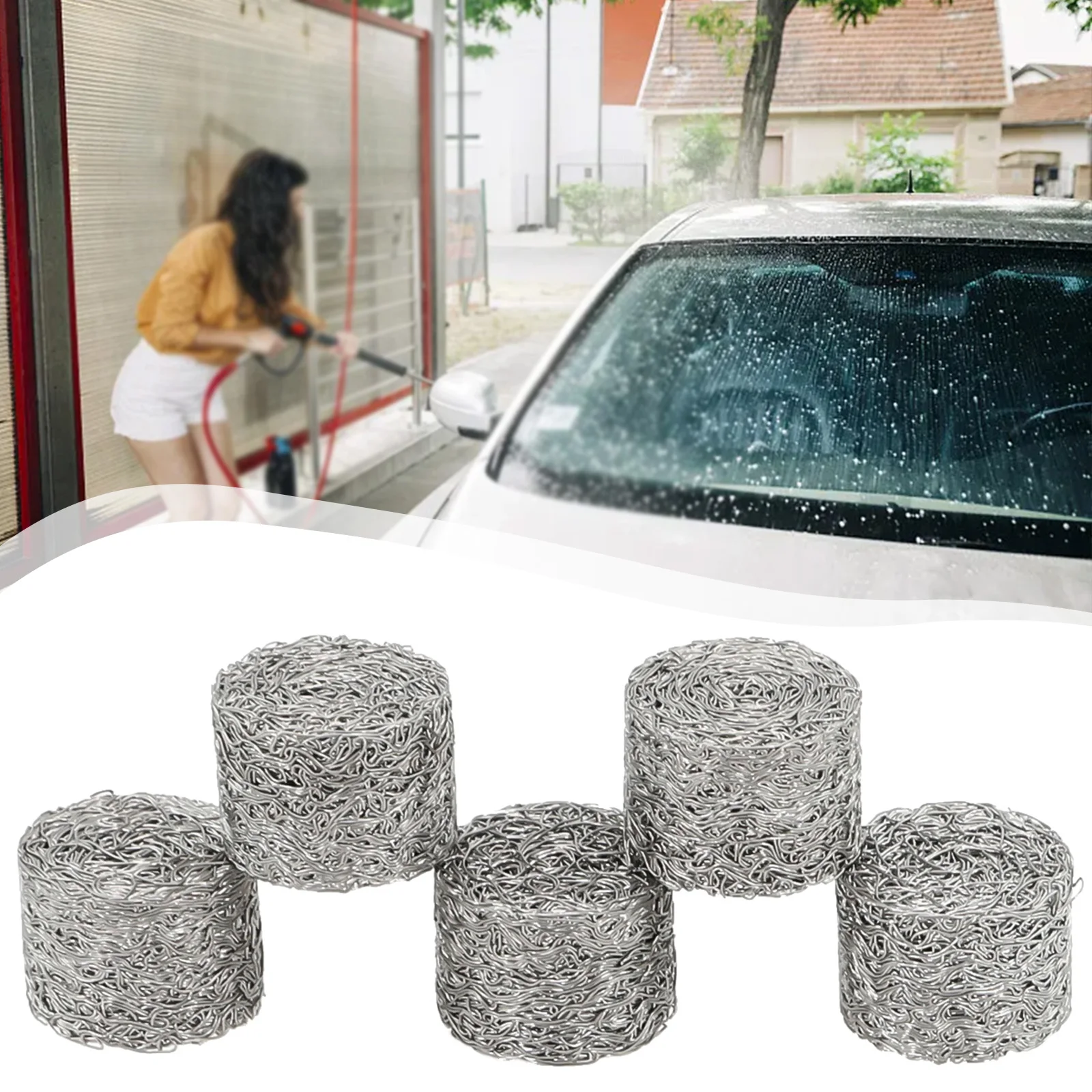 

5pcs Foam Lance Filters Lance Mesh 14x10mm 3000 PSI Silver Stainless Steel Foam Lance Replacement Washing Accessories Car Parts