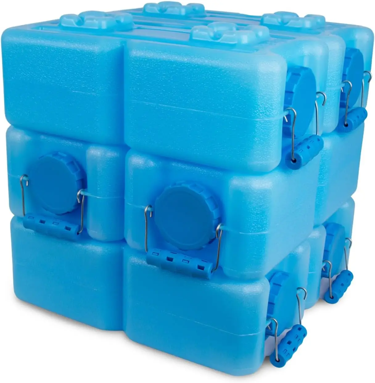 Stackable Emergency Water Storage Container Bricks, Portable Food Grade Water Storage Jugs, Heavy Duty BPA Free HDPE Plastic Reservoir Cubes, Multi Purpose Outdoor Home Camping Utility Canteen, Blue Six Pack