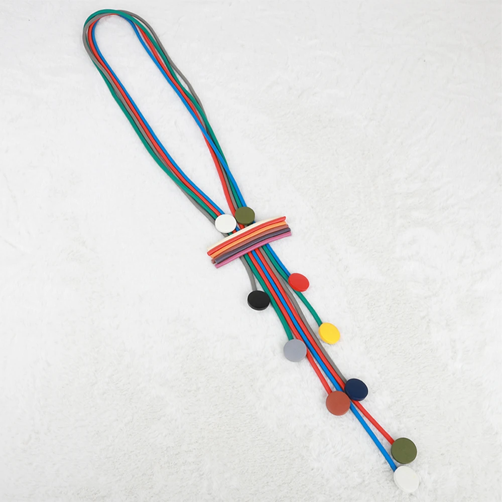 UKEBAY Bunte Statement-Anhänger-Halskette für Frauen, Lange Mehrschichtige Geometrische Boho-Modeschmuck-Halskette für Party und Alltag – Detail 7