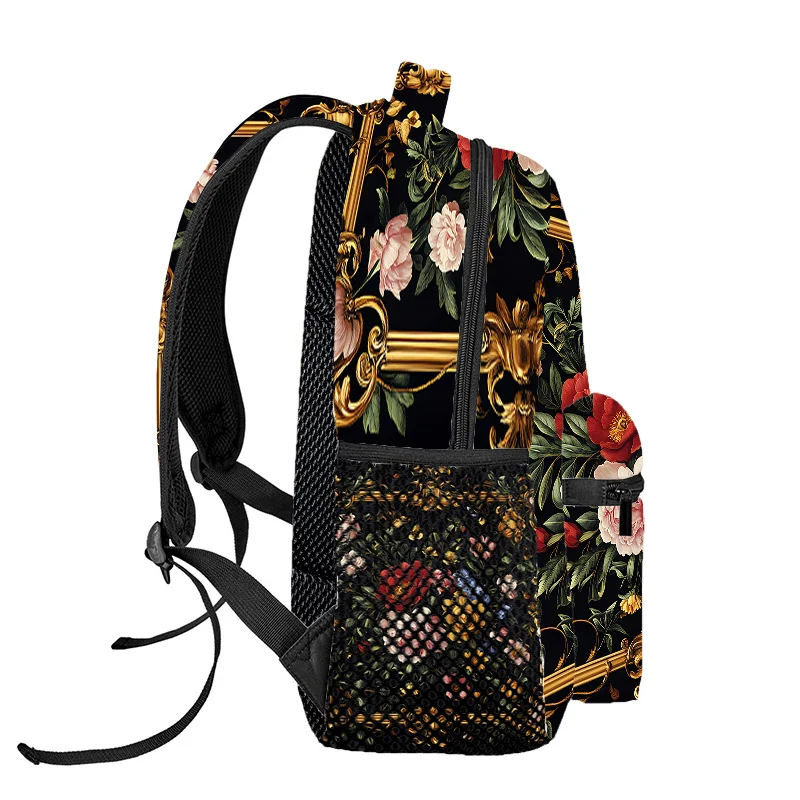 Elegant Floral Print Backpack Lightweight Comfortable Hike Travel Bag with Adjustable Straps Zipper Closure for Beach Yoga - view 4
