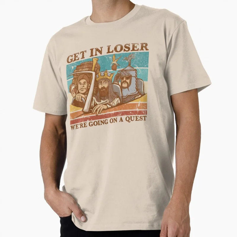 We're Going on a Quest 80s British comedy Monty Python Funny Gift T shirt for men Large size Tops 100% cotton printed clothes view 5
