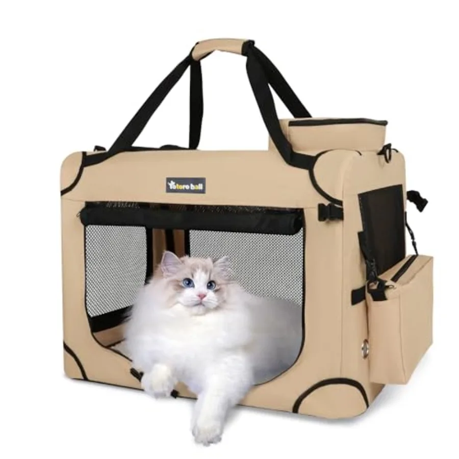 

Большая складная мягкая переноска для кошек XL, для крупных/средних кошек (15 фунтов+), портативная сумка для путешествий на автомобиле с бутылкой для воды