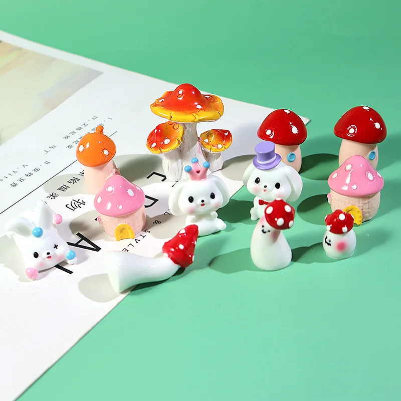 Best Cute Magic Rabbit Mushroom House mini glow-in-the-dark street light miniature scene diy handmade tabletop decorations