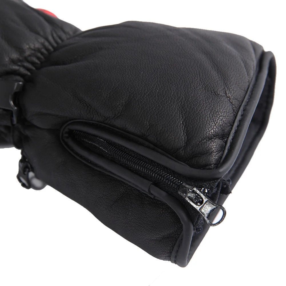 Heated Leather Gloves Men Women Winter Waterproof Touchscreen Thermal Electric Hand Warmer 3 Heating Temperature Ski Gloves view 6