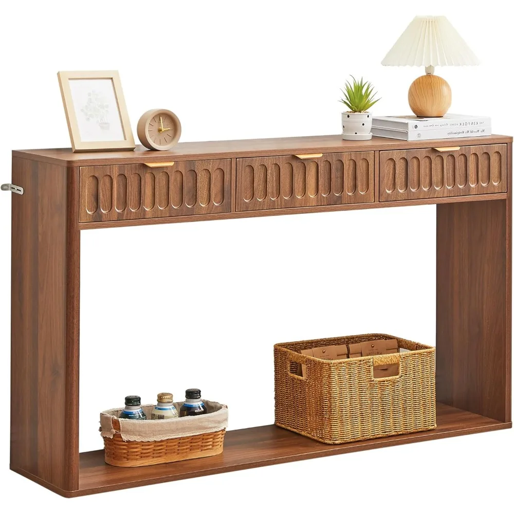 

Table with Storage, Narrow Console Table with 3 Drawers, 51.18' Couch Table Behind Sofa Long for Living Room TV, Hallwa