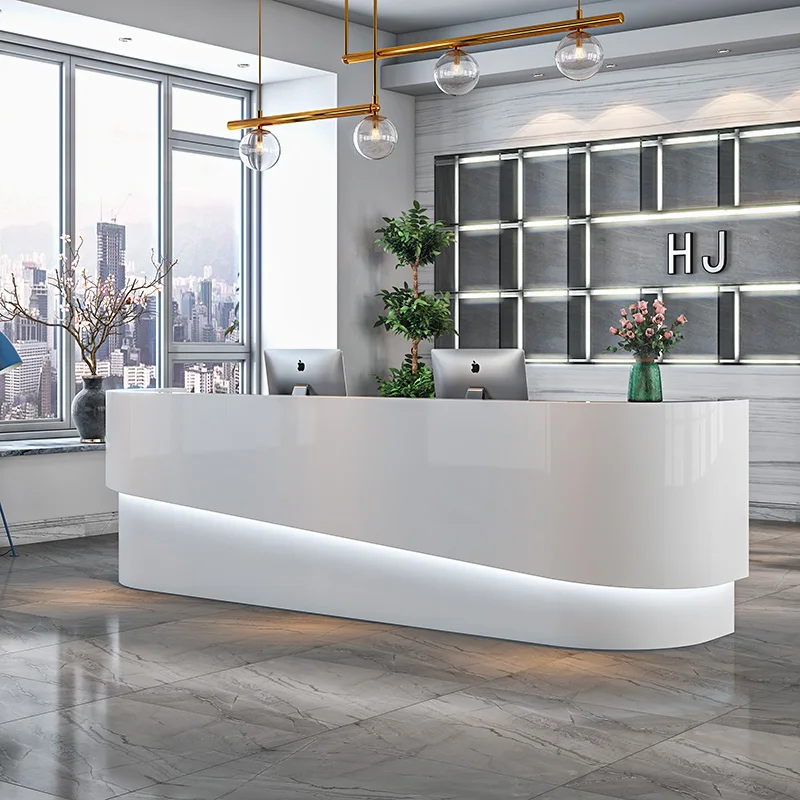 

Customized Simple Modern Paint Front Desk ReceptionDesk Company Kindergarten Beauty Salon Training Bar Desk