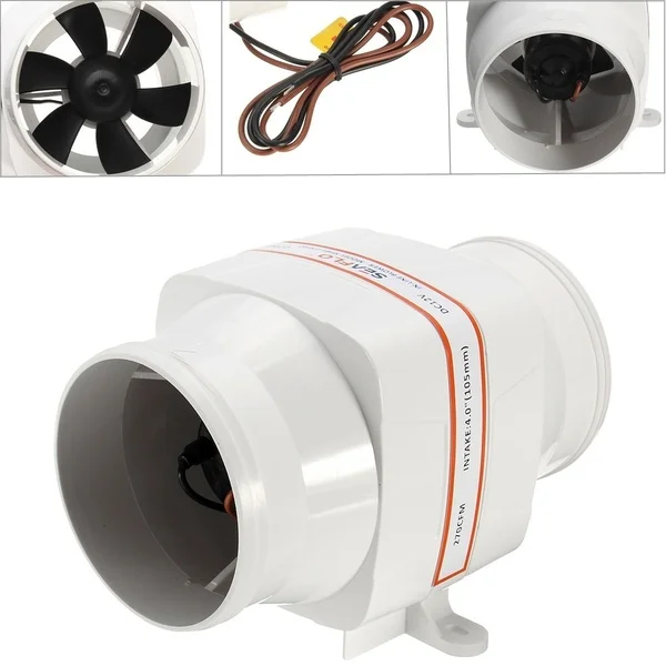 High Flow 270 CFM Inline Bilge Blower 12V 4 Inch Vent Fan Low Amp Draw for Marine Bilge Engine Bay Hot Air Exhaust