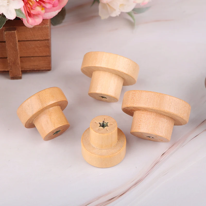 30/35/40/45MM Household Wooden Cabinet Knobs Unfinished Wood Cupboard Furniture Drawer Pulls Handles Round Drawer Handles