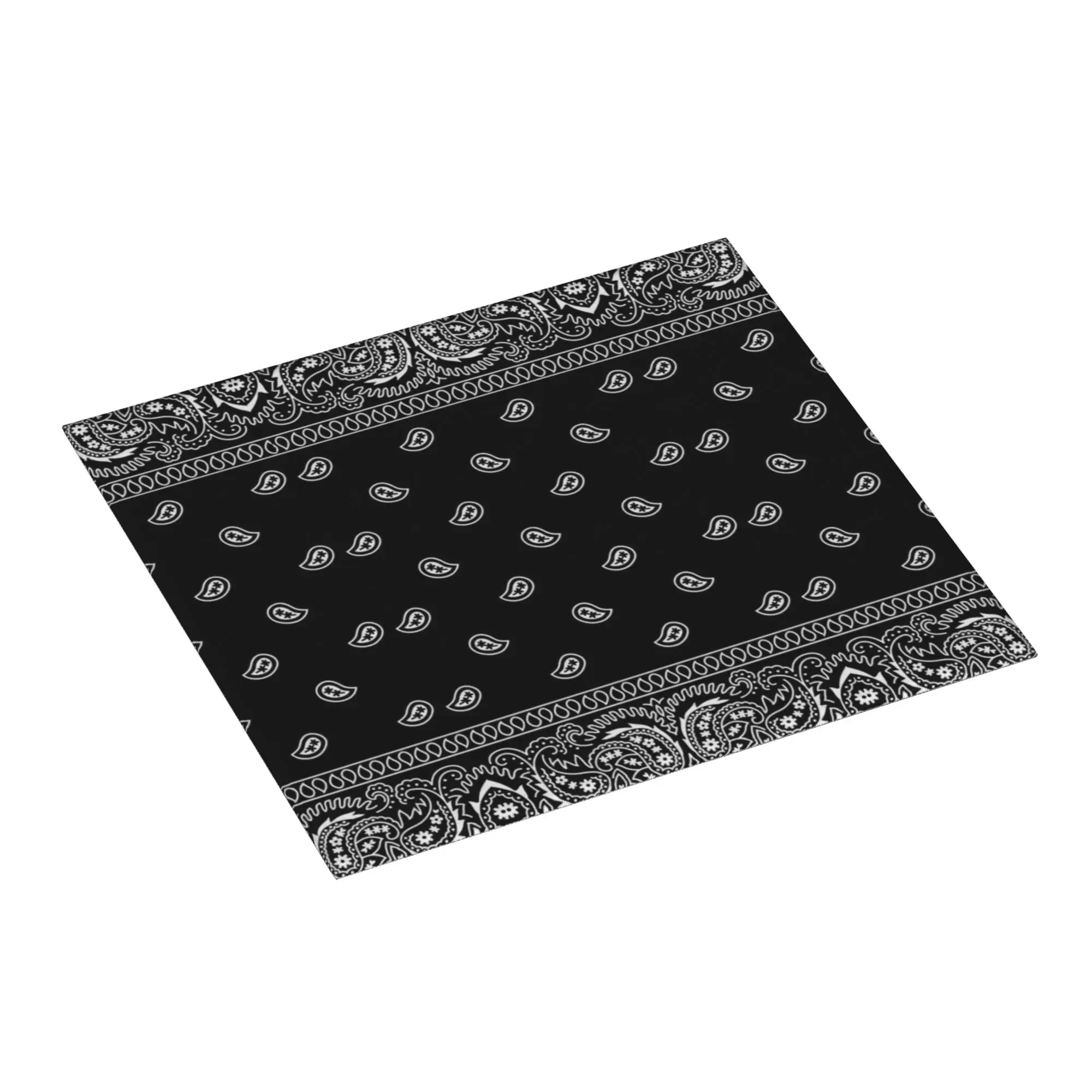 Black And White Paisley Chicano Bandana Style Drying Mat For Kitchen Waterproof Non‑Slip Reusable Countertop Protector Mat