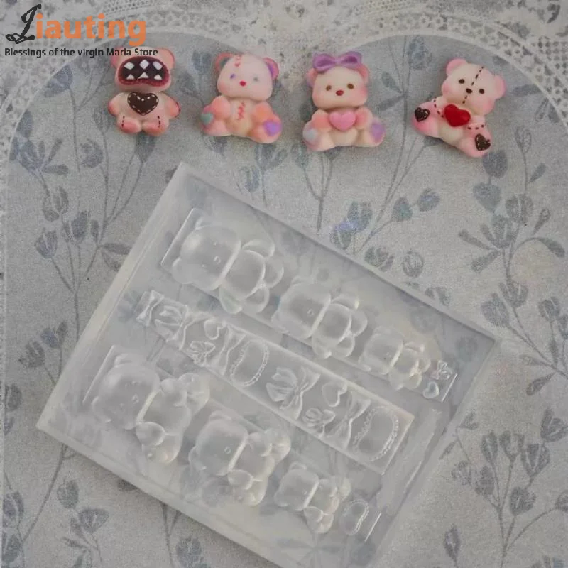 1 قطعة كريم القوس الدب ثلاثية الأبعاد سيليكون قالب الأظافر لتقوم بها بنفسك مسمار الفن الديكور زهرة شفافة مسمار قالب مانيكير تصميم أداة