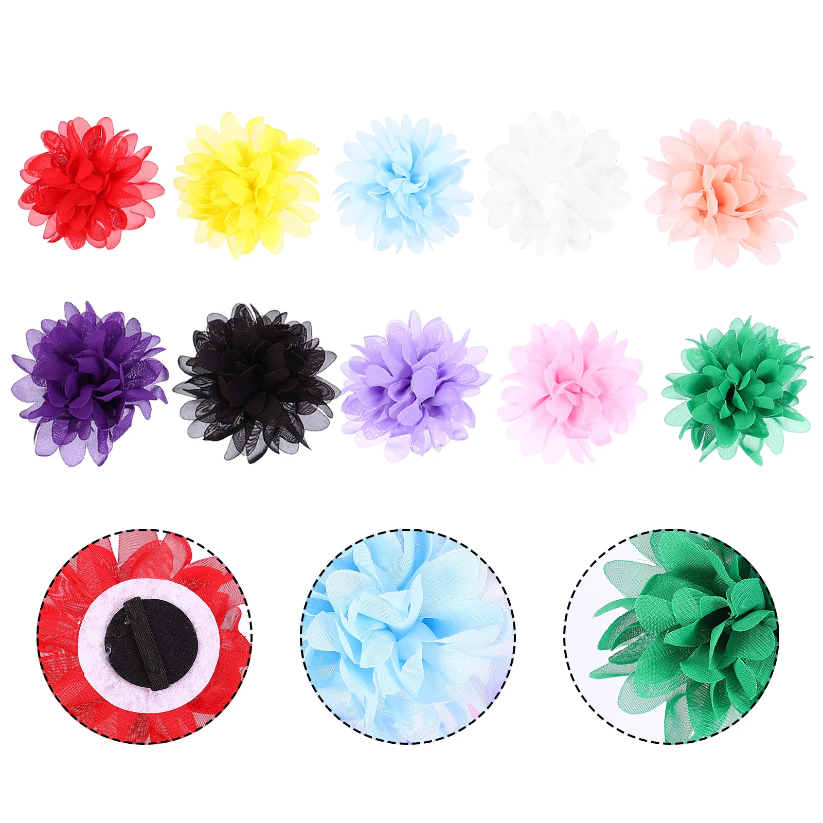 10pcs Chiffon Flowers Pet Collar Decorative Flowers Collar Ornament (Mixed Style) Pet Collar Flowers Dog Collar Flowers