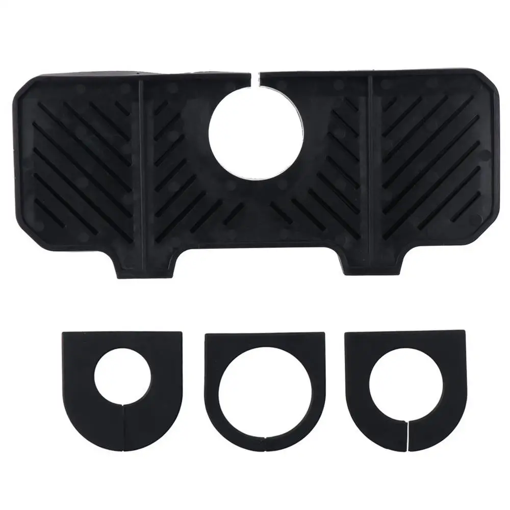 Silicone Sink Splash Guard 10.6 inch Behind Faucet Water Catcher Mat Soft with 3 Adjustable Buckle Bar Soap Holder Bathroom