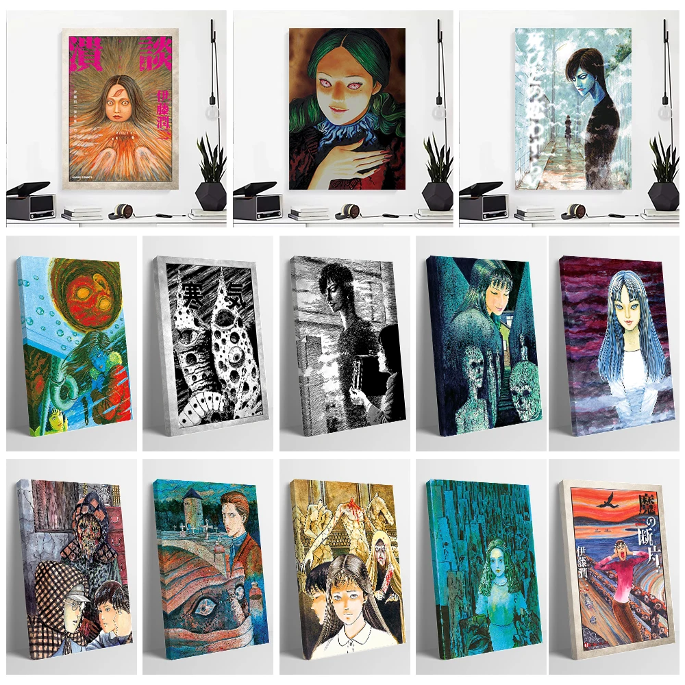 Junji Ito Maniac Canvas Wall Art Posters Personalized Photo Printing for Room Decoration Aesthetics Bedroom Accessories Pictures