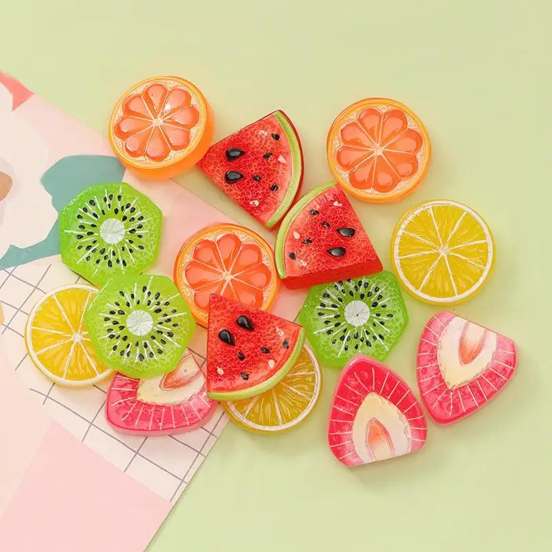 Resin Mixed Fruit Craft Strawberry Lemon Watermelon DIY Scrapbook: 10pc Wedding Decor Jewelry Accessories Premium