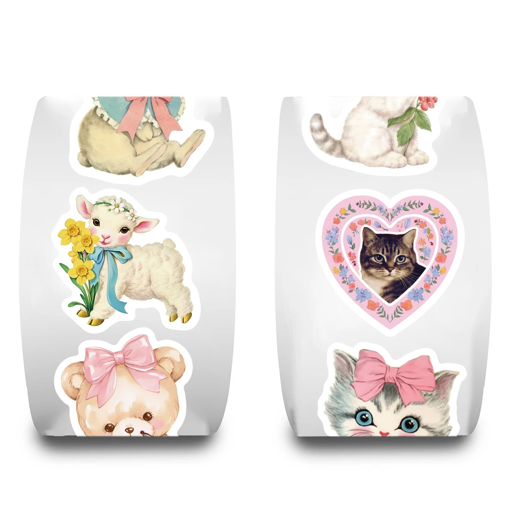 500 قطعة Kawaii خمر الحيوانات Clipart ملصقات الجمالية Y2k موضة الكمبيوتر المحمول الأمتعة الهاتف دراجة نارية سكيت الكتابة على الجدران ملصق #3