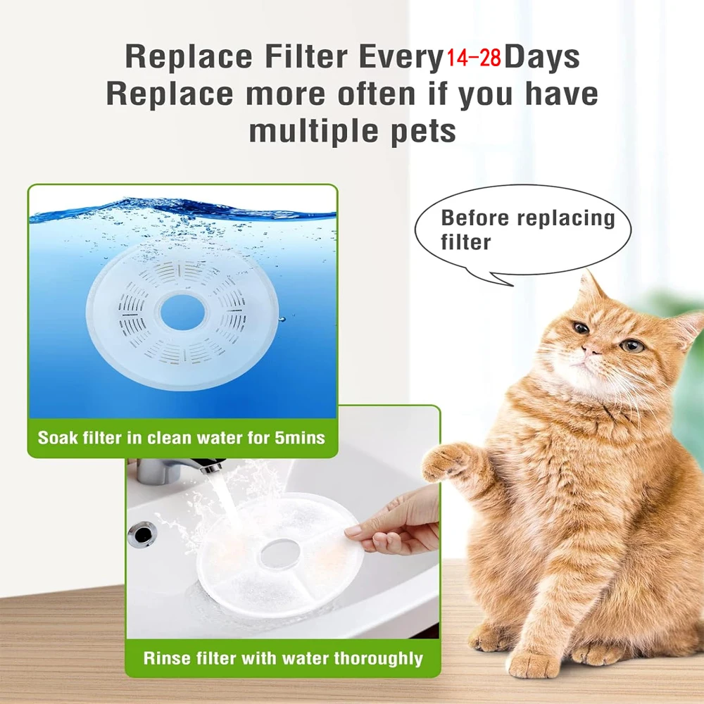 Pet Cat Dog Water Fountain Dispenser Filter Active Carbon Replacement Filter Element Suitable For Round Automatic Water Feeders