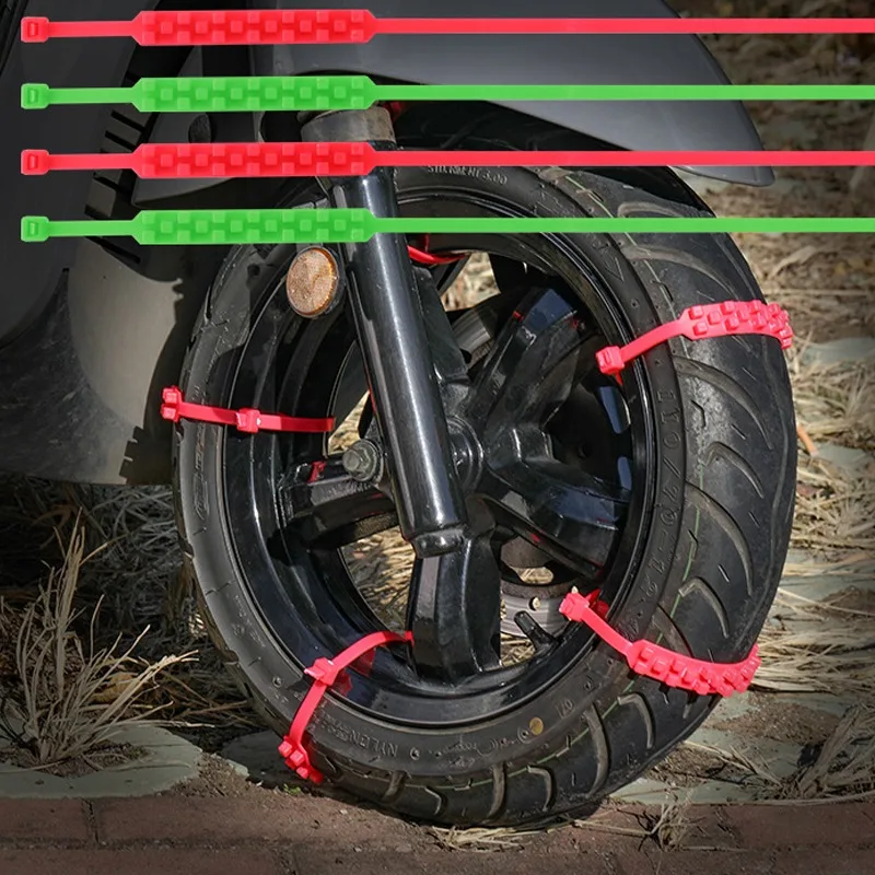 Triangle Anti-slip Tie Emergency Safety Belt with Snow Chains for Winter Tyres  and Reusable Ties for Motorcycle and Bike image 3