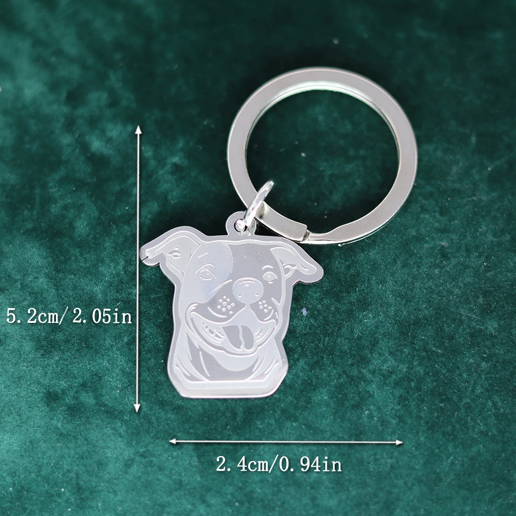 Stainless Steel Staffordshire Bull Terrier Dog Keychain Women Men Jewelry Animal Pendant Keychain