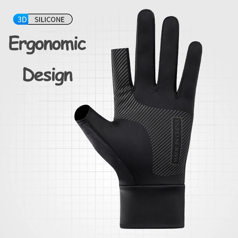 Ice Silk Gloves for Men Summer Sun Protection Fishing Touchscreen Driving Breathable Cooling Non-slip Cycling Stretchy Gloves