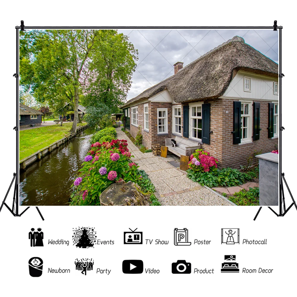 European Town Street Scene Theme Backdrop Custom Home Wall Mural Retro Architectural Style Decorative Photography Background