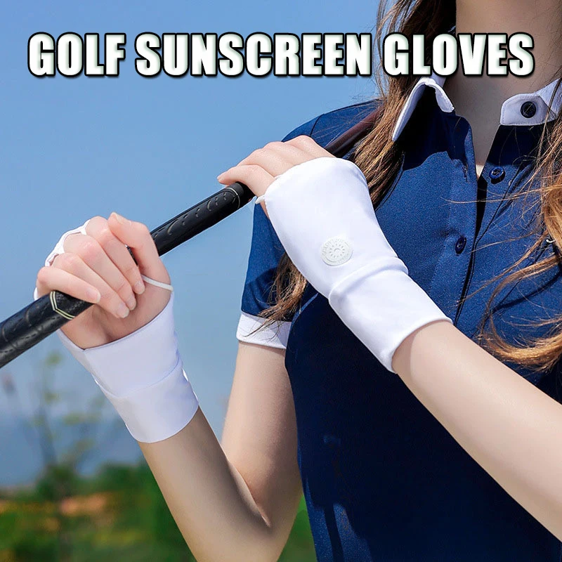 

Outdoor Sports Half-Finger Gloves Golf Sunscreen Gloves Ice Silk Women Thin Section Breathable Sweat Absorption