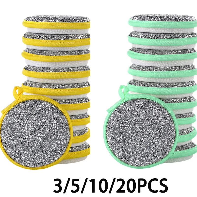20/10/3PCS Double Side Dishwashing Sponge Dish Washing Brush Pan Pot Dish Wash Sponges Household Cleaning Reusable Kitchen Tools